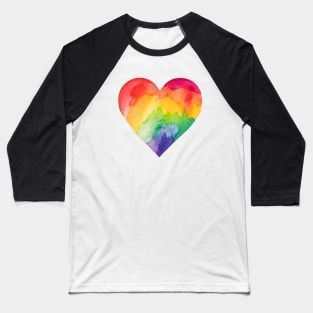 Rainbow Heart Watercolor Rainbow Gradient T-Shirt Baseball T-Shirt